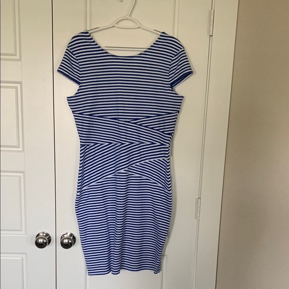 Daniel Cremieux Blue and White Sheath Mini Dress
